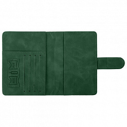 Обложка для паспорта и документов с защитой от считывания, 9 карманов, магнит, экокожа, зеленая, BRAUBERG, 238758