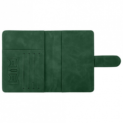 Обложка для паспорта и документов с защитой от считывания, 9 карманов, магнит, экокожа, зеленая, BRAUBERG, 238758