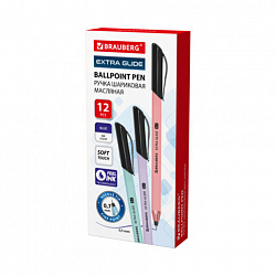 Ручка шариковая масляная BRAUBERG "Extra Glide Softy EL", СИНЯЯ, корпус ассорти, игольчатый наконечник 0,7 мм, линия письма 0,5 мм, 144262