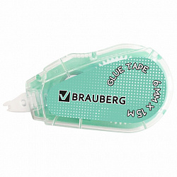Клей-лента BRAUBERG MAXI, 6 мм х 15 м, корпус зеленый, блистер, 273029