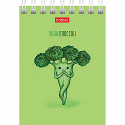 Блокнот МАЛЫЙ ФОРМАТ А7 75х105 мм, 60 л., гребень, картон, клетка, HATBER, "Йога-Фитнес", 066625, 60Б7В1гр