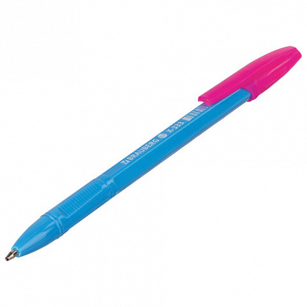 Ручка шариковая BRAUBERG "X-333 MIX", СИНЯЯ, корпус ассорти, узел 0,7 мм, линия 0,35 мм, 142960