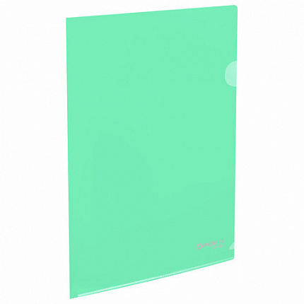 Папка-уголок жесткая, непрозрачная, А4, цвет мятный, 0,15 мм, BRAUBERG PASTEL, 272892