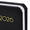 Ежедневник датированный 2026, МАЛЫЙ ФОРМАТ 100х150 мм, А6, BRAUBERG "Select", балакрон, черный, 117260