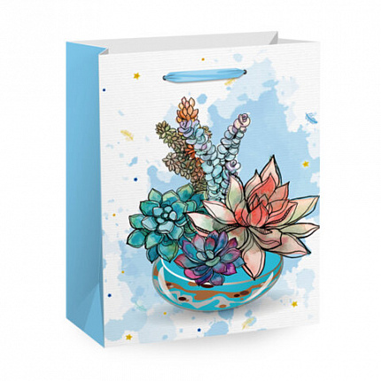 Пакет подарочный (1 штука) 33х13х45 см (XL), "Flower Mix", ассорти, глиттер, фольга, ЗОЛОТАЯ СКАЗКА, 700825