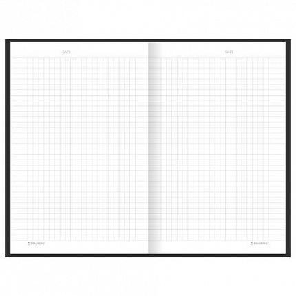 Блокнот А5 134х206 мм, 80 л., твёрдый, клетка, BRAUBERG "Minimal", черный, 116436