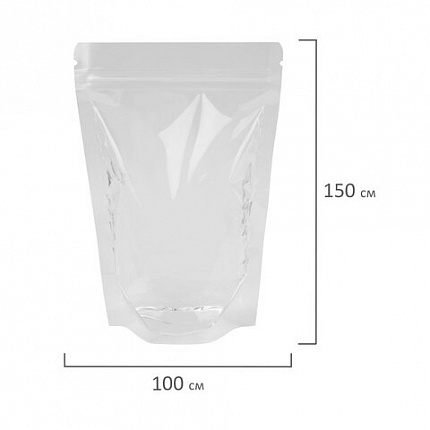 Пакеты дой-пак с замком ZIP LOCK, прозрачные, 100х150 + 30 мм, КОМПЛЕКТ 100 штук, 70 мкм, BRAUBERG, 700695