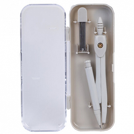 Готовальня STAFF "College" 2 предмета: циркуль 120 мм, запасные грифели, пластиковый пенал, дисплей, ассорти, 210862