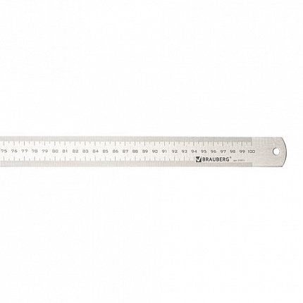 Линейка металлическая 100 см, BRAUBERG, европодвес, 210311