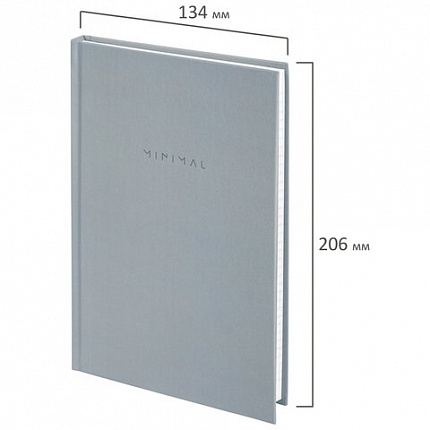 Блокнот А5 134х206 мм, 80 л., твёрдый, клетка, BRAUBERG "Minimal", серый, 116437