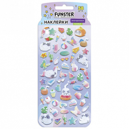 Наклейки гелевые "Вкусный микс", 17,5х9 см, ассорти 6 видов, FUNSTER (ФАНСТЕР), 666082