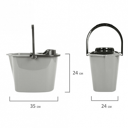 Ведро 10 л для уборки КОМПЛЕКТ с ОТЖИМОМ для веревочных и ленточных МОПов, 24х35х24 см, YORK, 70020