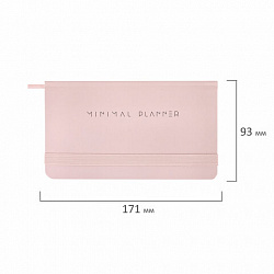 Еженедельник недатированный с резинкой 171х93 мм, BRAUBERG, твердый, 64 л., "Minimal", розовый, 116310