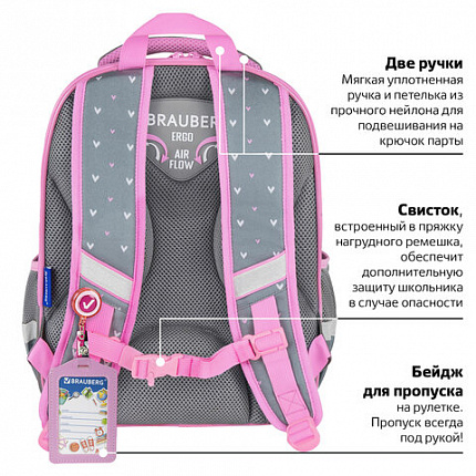 Ранец BRAUBERG QUADRO, 3 отделения, с брелком, "Anime friends", 37х28х18 см, 272022