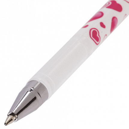 Ручка шариковая BRAUBERG "Сердечки", СИНЯЯ, корпус с печатью, узел 0,7 мм, линия письма 0,35 мм, 141535