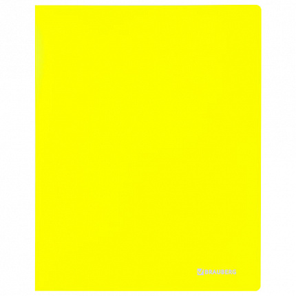 Папка с металлическим скоросшивателем и внутренним карманом BRAUBERG "Neon", 16 мм, желтая, до 100 листов, 0,7 мм, 227465