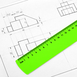 Линейка пластиковая 40 см ПИФАГОР, неоновая, ассорти, 210844
