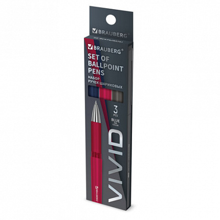 Ручки шариковые с грипом BRAUBERG "DARK FORM", НАБОР 3 ШТУКИ, СИНИЕ, SOFT TOUCH покрытие, узел 0,7 мм, линия письма 0,35 мм, 144401