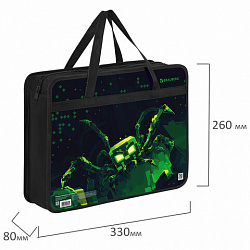 Папка на молнии с ручками BRAUBERG А4, 1 отделение, пластик, 80 мм, "Ominous spider", 273371