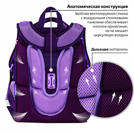 Ранец BRAUBERG PREMIUM, 2 отделения, с брелоком, "Аниме-кот", 38х29х16 см, 272017