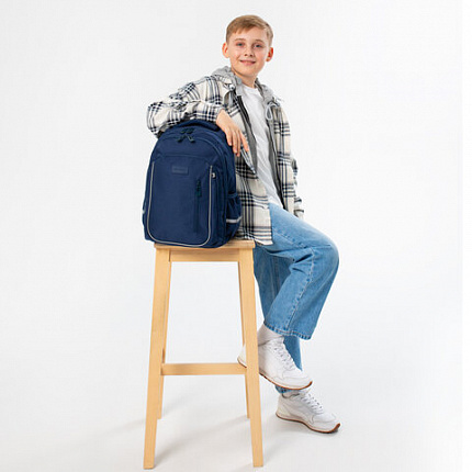 Рюкзак BRAUBERG INTENT, 2 отделения, 4 кармана, "Navy blue", 39х27х14 см, 273113