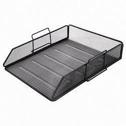 Лоток горизонтальный металлический для бумаг BRAUBERG "Germanium", А4 (260х337х77 мм), черный, 231954