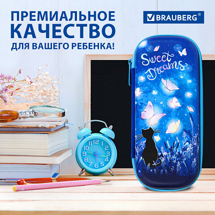 Пенал BRAUBERG, 1 отделение, 1 откидная планка, EVA, 22х10х5 см, "Sweet dreams", 270704