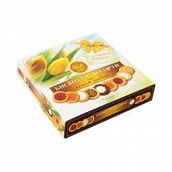 Печенье БИСКОТТИ (Россия), ассорти 9 видов, сдобное, 345 г, картонная коробка