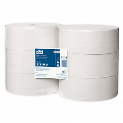 Бумага туалетная 525 м, БОЛЬШОЙ РУЛОН, Tellus/TORK (Система T1) UNIVERSAL, КОМПЛЕКТ 6 рулонов, 1-слойная, 120195