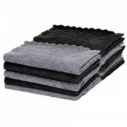Салфетки из МИКРОФИБРЫ 30х30 см, GRAY & BLACK, big pack, КОМПЛЕКТ 10 штук, 180 г/м2, LAIMA HOME, 700610