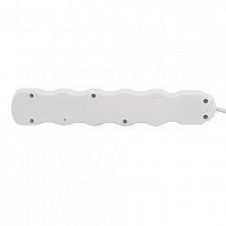 Сетевой фильтр СУ10-005 5 розеток, с заземлением, выключатель, 16 А, 3 м, белый, 7044