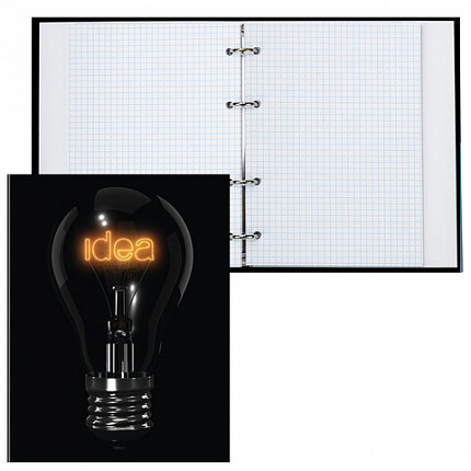 Тетрадь на кольцах А5 (165х215 мм), 160 листов, твердый картон, клетка, BRAUBERG, Idea, 404091