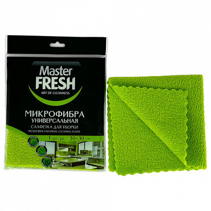 Салфетка из МИКРОФИБРЫ универсальная 30х30 см, зеленая, 250 г/м2, MASTER FRESH