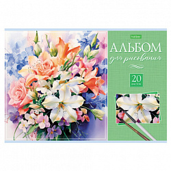 Альбом для рисования А4 20 л., скоба, обложка офсет, HATBER ECO, 205х290 мм, "Искусство букета", 085857, 20А4C