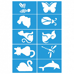 Аквагрим для лица и тела, 12 цветов (6 классических + 3 неоновых + 3 металлик), 10 трафаретов, FUNSTER (ФАНСТЕР), 192575