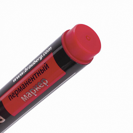 Маркер перманентный BRAUBERG "Contract", КРАСНЫЙ, круглый наконечник, 3 мм, 150467
