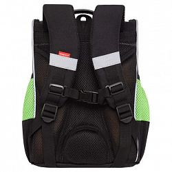 Ранец GRIZZLY анатомическая спинка, с мешком для обуви, для мальчиков, "SNEAKER", черный, 33х25х13 см, RAm-585-8/1