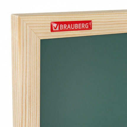 Доска для мела магнитная 50х70 см, зеленая, деревянная рамка, BRAUBERG "Wood", 238799