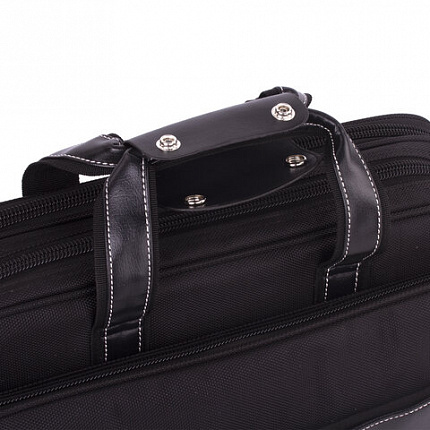 Сумка портфель BRAUBERG CARBON с отделением для ноутбука 15-16", 2 отделения, черная, 31х41х13 см, 240509