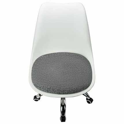 Кресло стул BRABIX "Eames MG-310 CH", хром, пластик белый, ткань серая, 532924