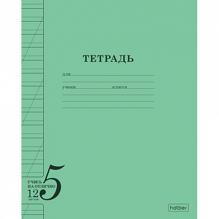 Тетрадь 12л. HATBER косая линия, обложка тонированный офсет 120г/м2, Учись на ОТЛИЧНО, 12Т5В6_36755
