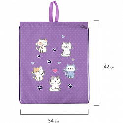 Мешок для обуви BRAUBERG KIDS, с петлей, 42х34 см, "Playing kittens", 272413
