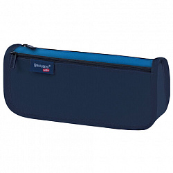 Пенал мягкий BRAUBERG KIDS, 2 отделения, полиэстер, "Dark blue", 22x10x6 см, 273551