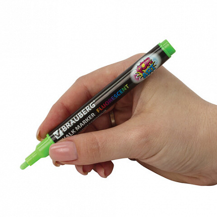 Маркер меловой "POP-ART" ЗЕЛЕНЫЙ, 3,5 мм, стираемый, для гладких поверхностей, BRAUBERG, 151524