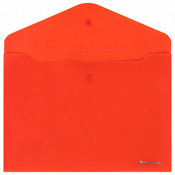 Папка-конверт с кнопкой BRAUBERG "SUPER", А4, матовая непрозрачная, красная, ПРОЧНАЯ 0,2 мм, 272878