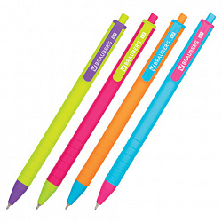 Ручка шариковая автоматическая BRAUBERG "MIX", СИНЯЯ, корпус ассорти, узел 0,7 мм, линия письма 0,35 мм, 143457