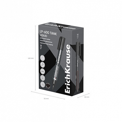 Маркер перманентный с жидкими чернилами ERICH KRAUSE LP-600 "Tank Liquid", ЧЕРНЫЙ, 2,5 мм, 48769