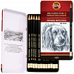 Карандаши чернографитные KOH-I-NOOR "Toison D'or", НАБОР 12 шт., 8B-2H, металлическая коробка, 1912012001PL, 1912012001PLRU