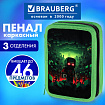 Пенал BRAUBERG, 3 отделения, полиэстер, 21х14 см, "Night warrior", 272333