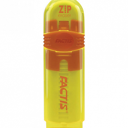 Ластик выдвижной FACTIS ZIP (Испания), 80x10x10 мм, белый, пластиковый корпус ассорти, PTF1030